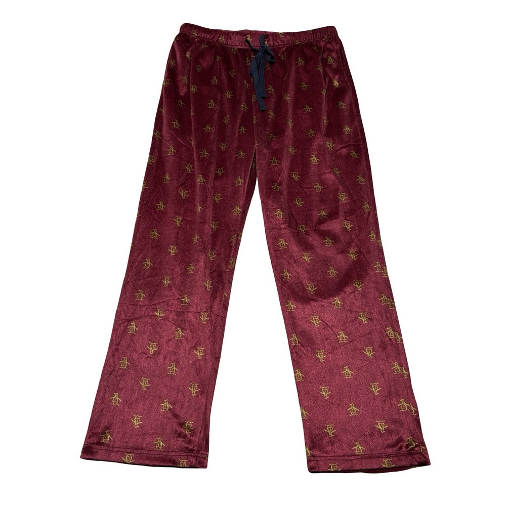 ORIGINAL PENGUIN BY MUNSINGWEAR ALL-OVER LOGO PAJAMA PANTS RED SIZE M 32 x 29